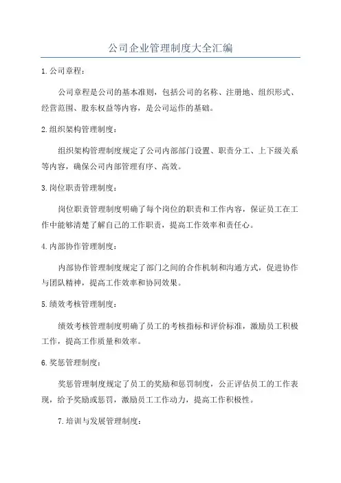 公司企业管理制度大全汇编