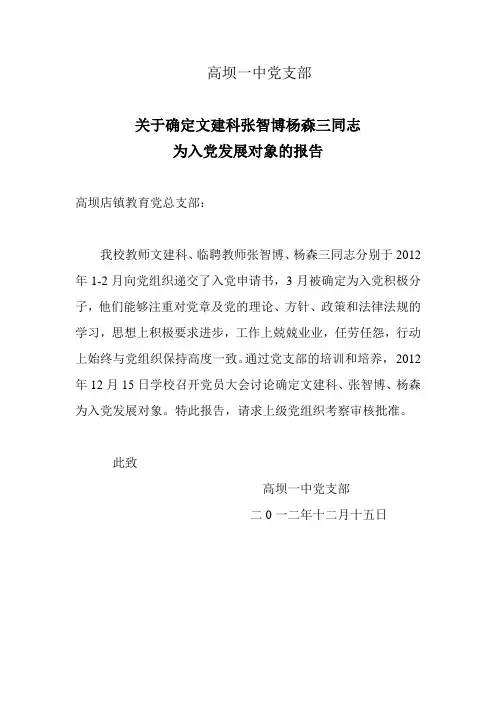 确定发展对象的报告