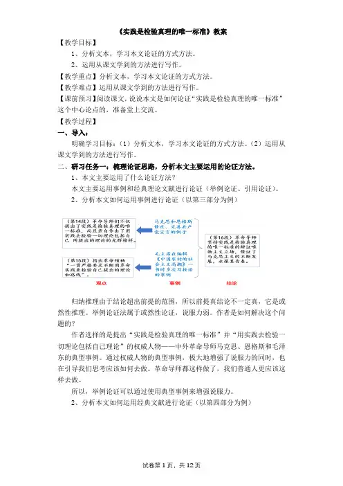 《实践是检验真理的唯一标准》教案