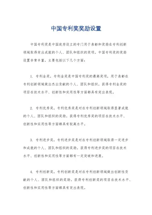 中国专利奖奖励设置