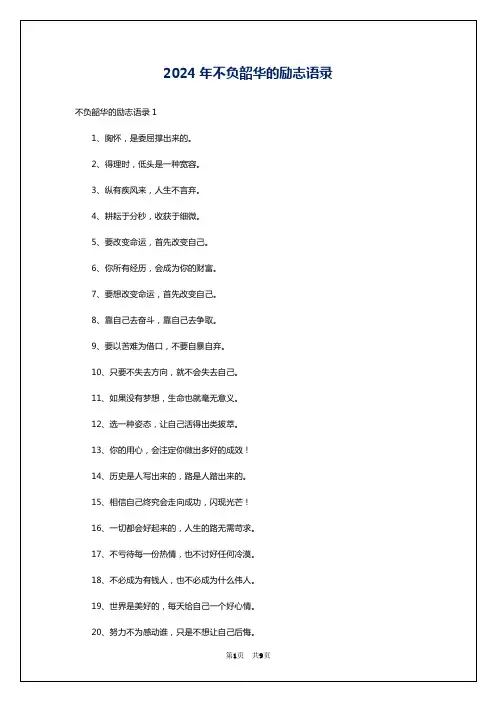 2024年不负韶华的励志语录