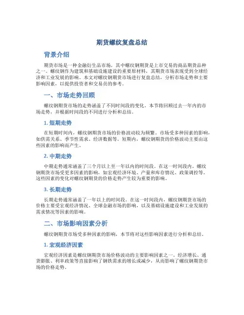 期货螺纹复盘总结