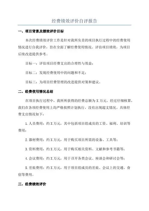 经费绩效评价自评报告