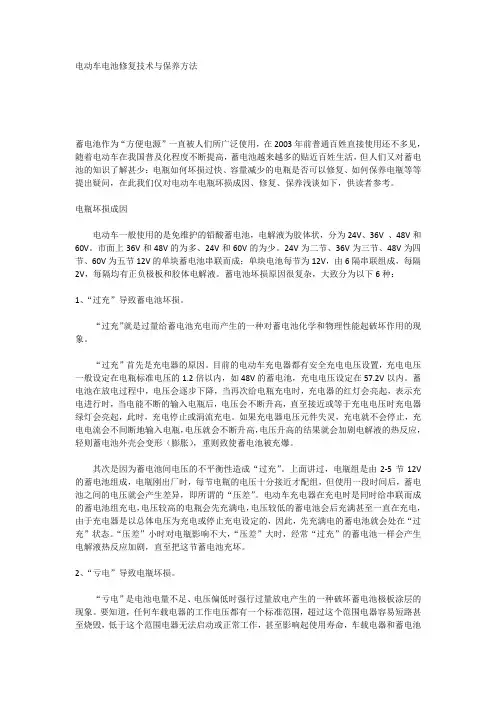 电动车电池修复专业技术与保养方法