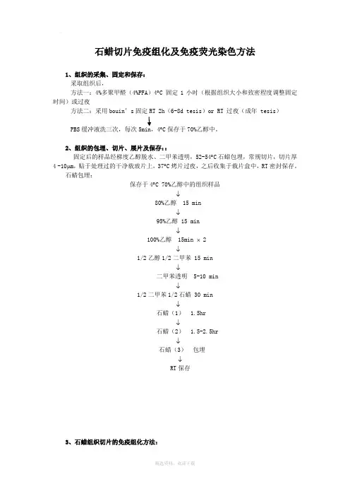 石蜡切片免疫组化及免疫荧光染色方法