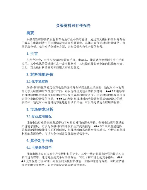 负极材料可行性报告