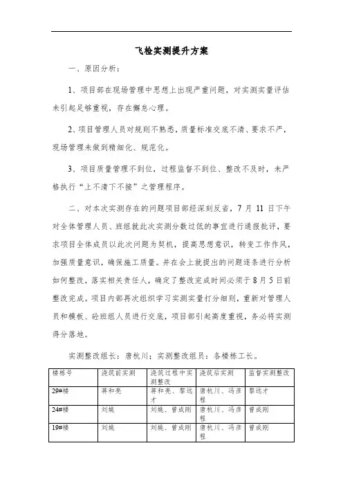 飞检实测提升方案