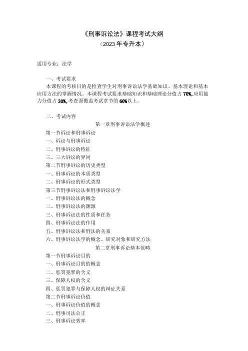 《刑事诉讼法》课程考试大纲