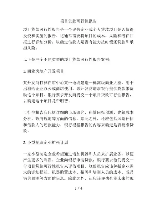 项目贷款可行性报告