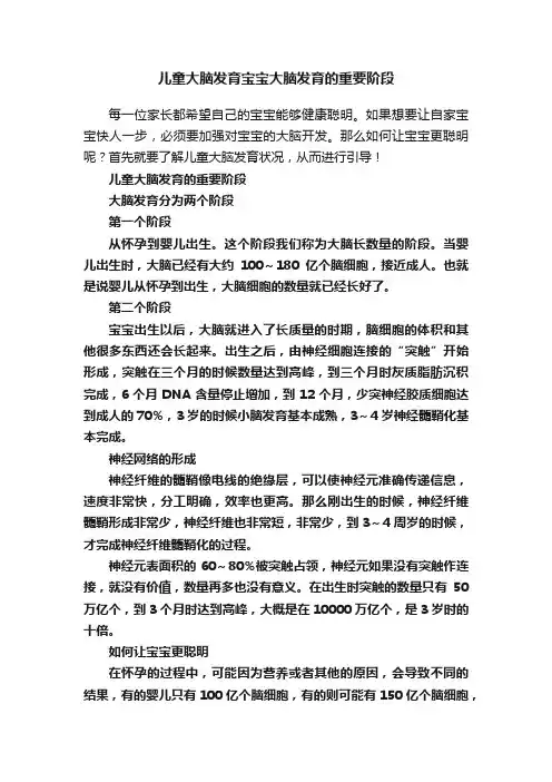 儿童大脑发育宝宝大脑发育的重要阶段
