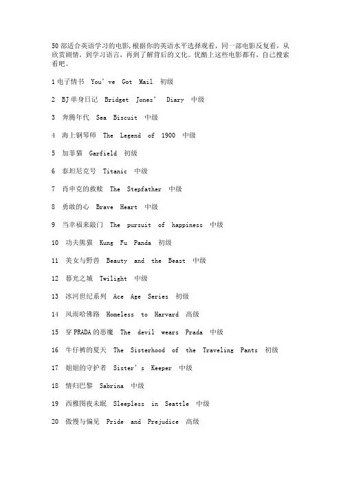 50部适合英语学习的电影