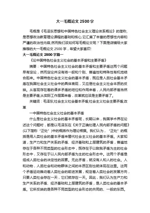 大一毛概论文2500字