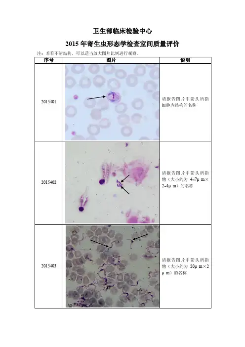 卫生部2015-2018年寄生虫形态学检查室间质量评价