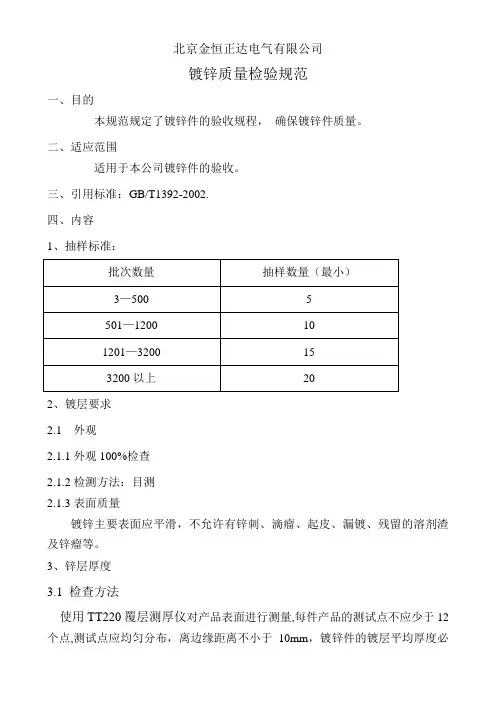 镀锌检验规范