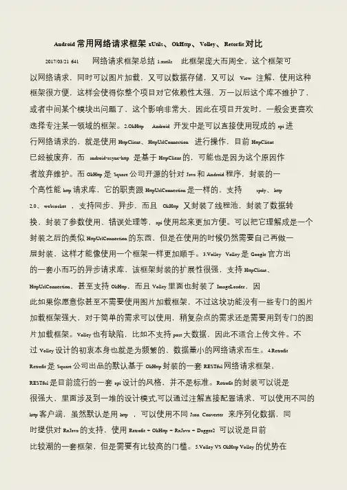 【推荐下载】Android常用网络请求框架xUtils、OkHttp、Volley、Retorfit对比