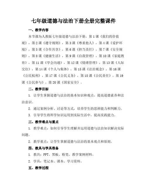 七年级道德与法治下册全册完整课件