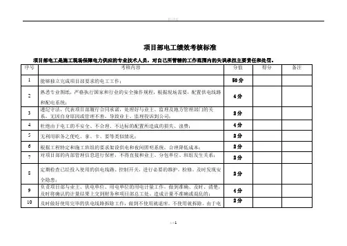 项目部电工绩效考核标准
