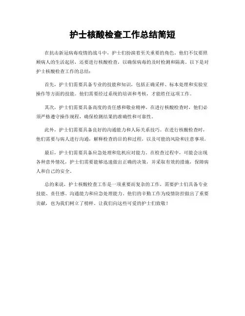 护士核酸检查工作总结简短