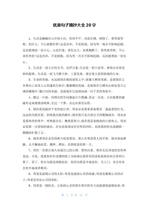 优美句子摘抄大全20字