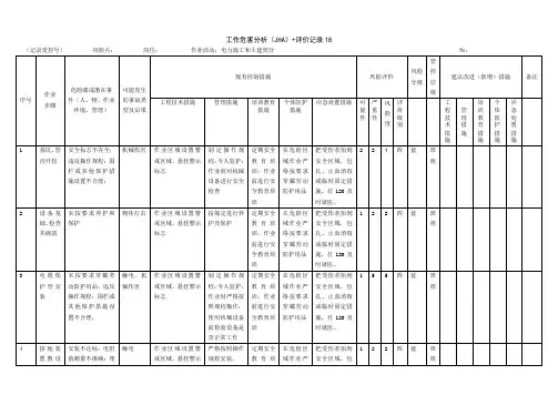 工作危害分析(JHA)+LS评价记录(电力工程公司施工)