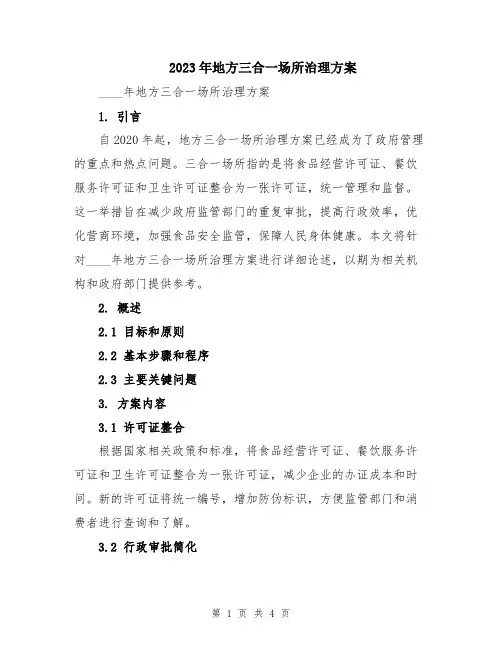 2023年地方三合一场所治理方案