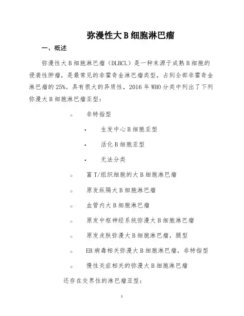 弥漫性大B细胞淋巴瘤(2021年版)