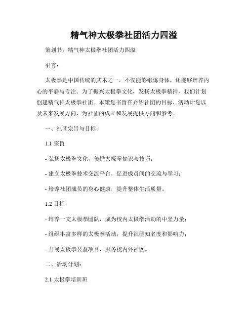 精气神太极拳社团活力四溢