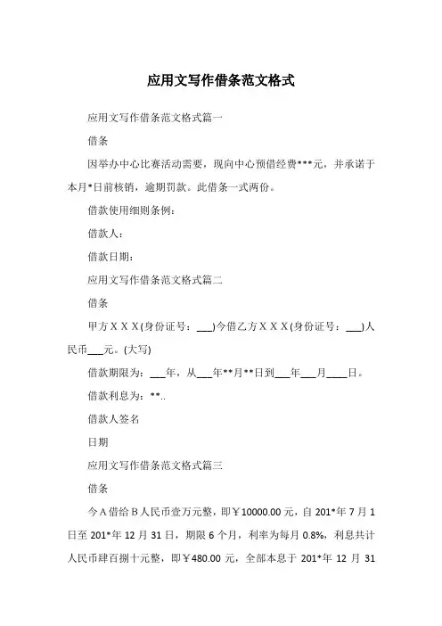 应用文写作借条范文格式
