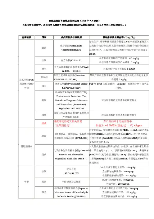 欧盟成员国有害物质技术法规
