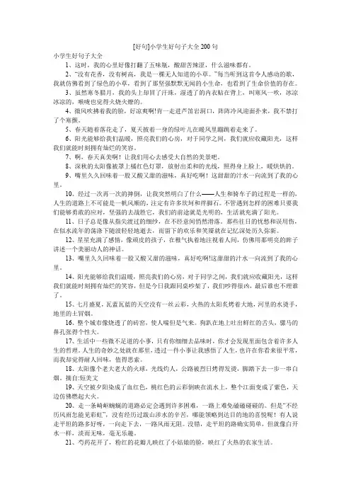 [好句]小学生好句子大全200句