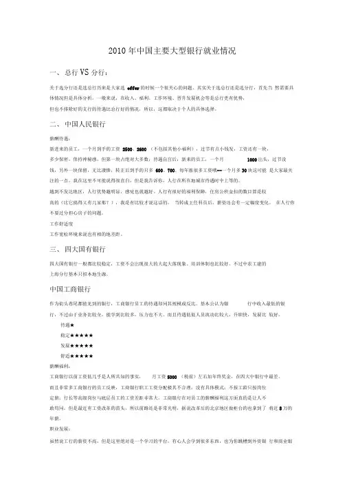 中国所有大银行就业情况