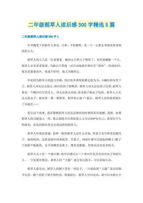 二年级稻草人读后感300字精选5篇
