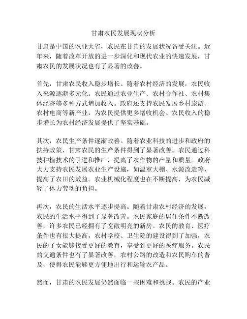 甘肃农民发展现状分析