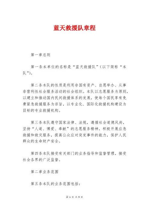 蓝天救援队章程