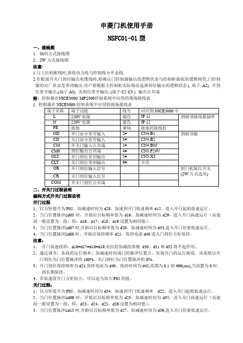 各类门机调试手册