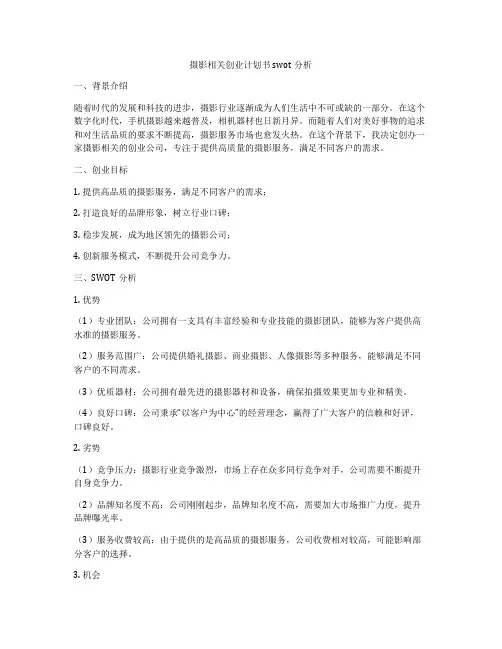 摄影相关创业计划书swot分析