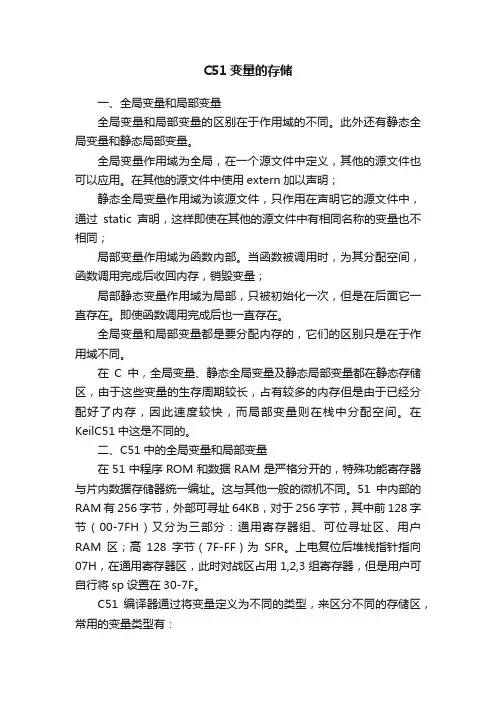 C51变量的存储