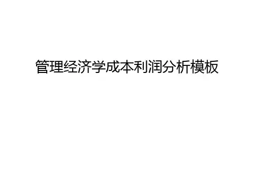 管理经济学成本利润分析模板教学教材