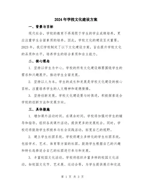 2024年学校文化建设方案