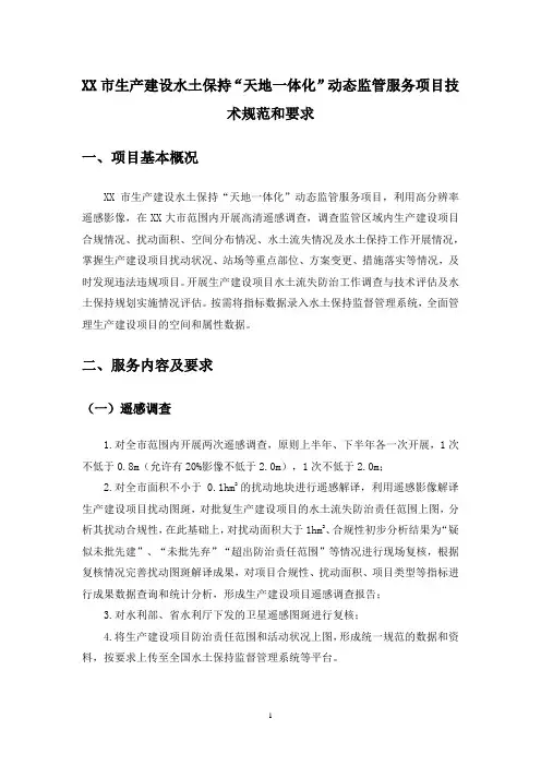 XX市生产建设水土保持“天地一体化”动态监管服务项目技术规范和要求