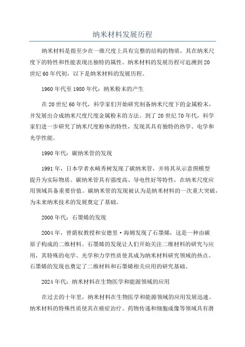 纳米材料发展历程