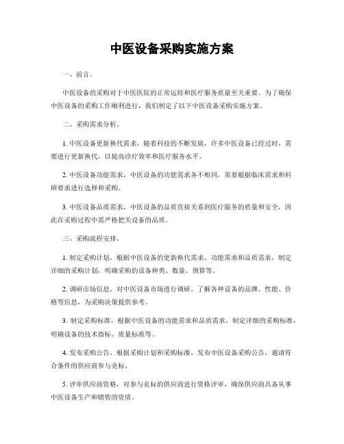 中医设备采购实施方案