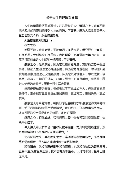 关于人生哲理散文6篇