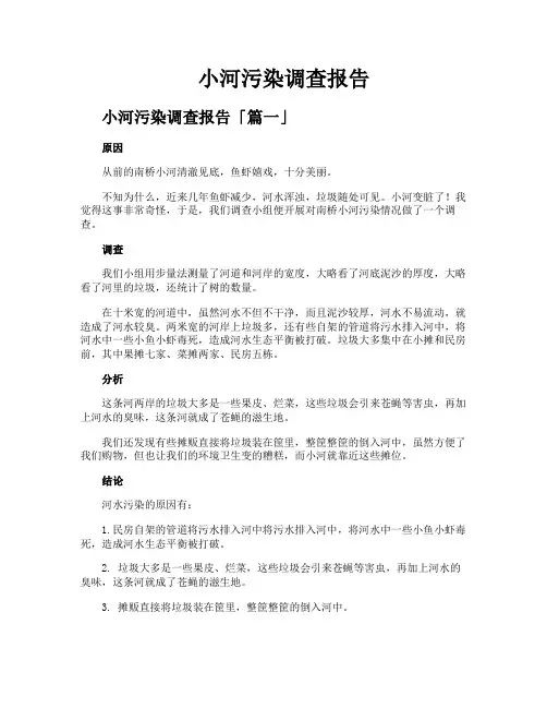 小河污染调查报告
