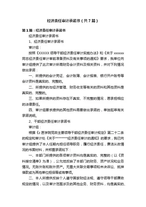 经济责任审计承诺书（共7篇）