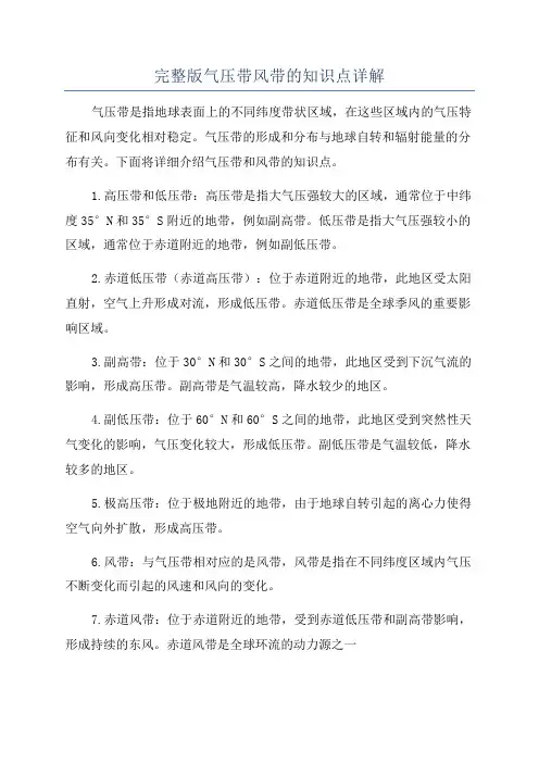 完整版气压带风带的知识点详解