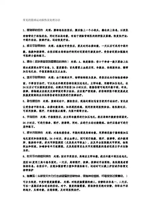 常见的篮球运动损伤及处理办法