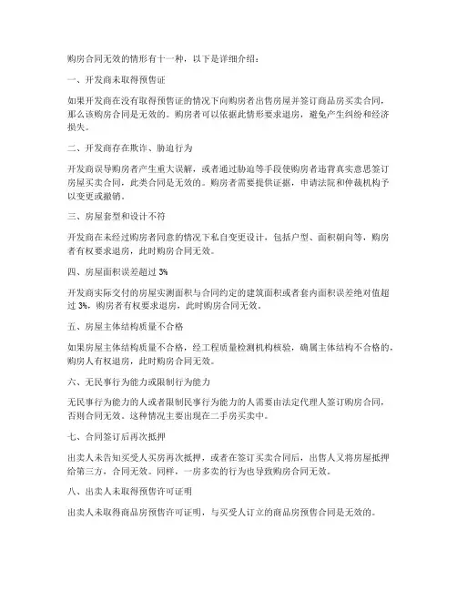 十一种购房合同无效的情形