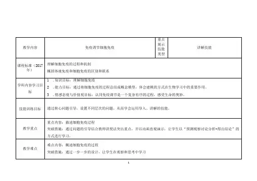 《免疫调节——细胞免疫》教学设计
