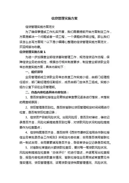 信贷管理实施方案